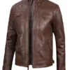 Men Chocolate Brown Biker Leather Jacket