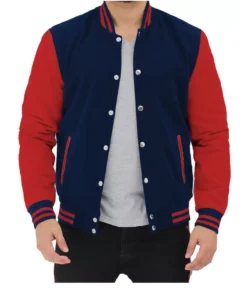 Men’s Red And Blue Varsity Bomber Jacket
