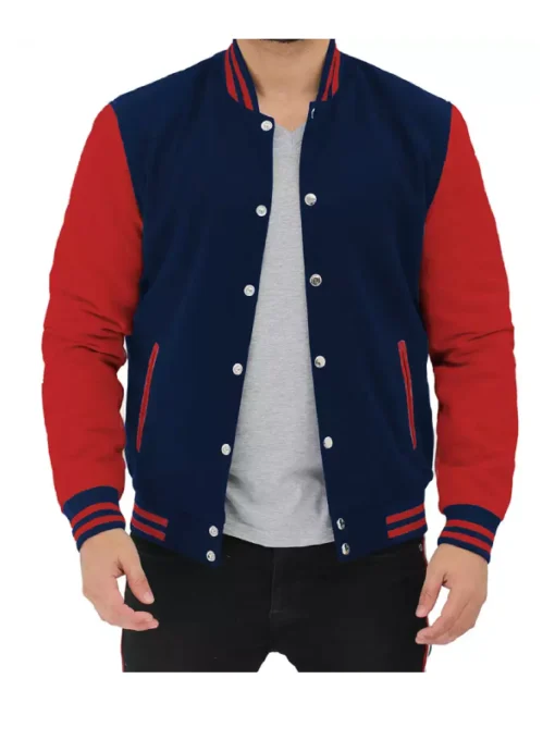 Men’s Red And Blue Varsity Bomber Jacket