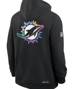 Miami Dolphins Black 2025 Crucial Catch Sideline Dri-FIT Hoodie