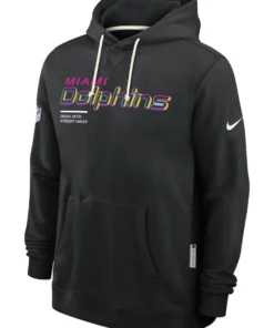 Miami Dolphins Black 2025 Crucial Catch Sideline Hoodie