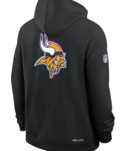 Minnesota Vikings Black 2025 Crucial Catch Sideline Dri-FIT Hoodie