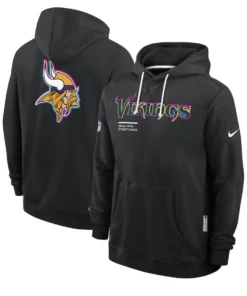 Minnesota Vikings Black 2025 Crucial Catch Sideline Standard Issue Dri-FIT Hoodie