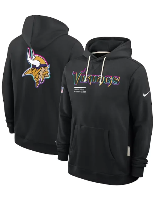 Minnesota Vikings Black 2025 Crucial Catch Sideline Standard Issue Dri-FIT Hoodie