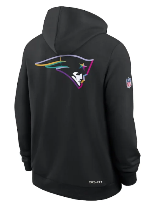 New England Patriots Black 2025 Crucial Catch Sideline Dri-FIT Hoodie