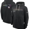New England Patriots Black 2025 Crucial Catch Sideline Standard Issue Dri-FIT Hoodie