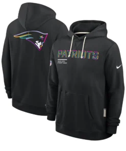 New England Patriots Black 2025 Crucial Catch Sideline Standard Issue Dri-FIT Hoodie