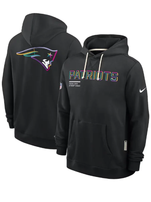 New England Patriots Black 2025 Crucial Catch Sideline Standard Issue Dri-FIT Hoodie