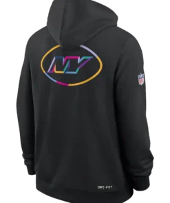 New York Jets Black 2025 Crucial Catch Sideline Dri-FIT Hoodie
