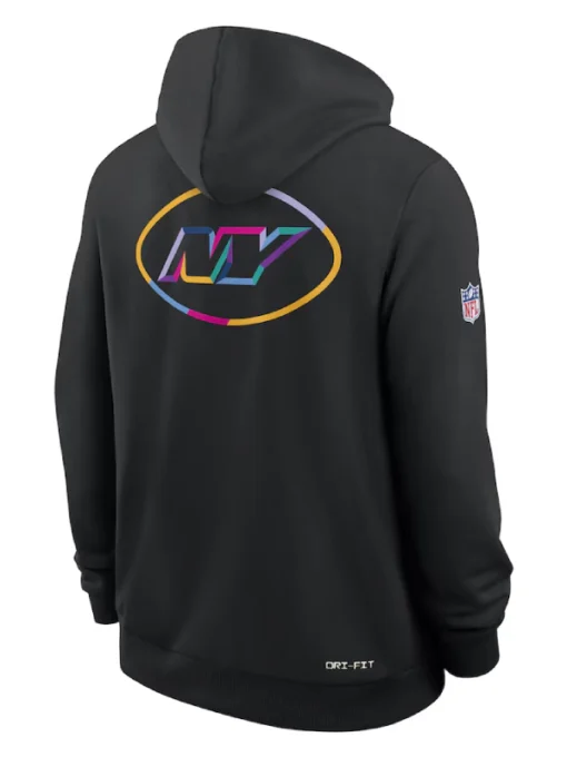 New York Jets Black 2025 Crucial Catch Sideline Dri-FIT Hoodie