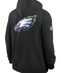 Philadelphia Eagles Black 2025 Crucial Catch Sideline Dri-FIT Hoodie