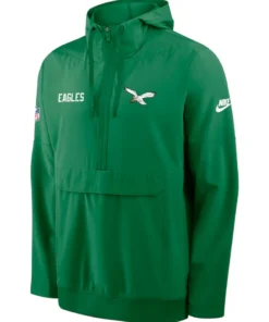 Philadelphia Eagles Green Sideline Alt Pack Anorak Half-Zip Hoodie Jacket