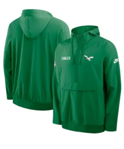 Philadelphia Eagles Green Sideline Half-Zip Hoodie Jacket