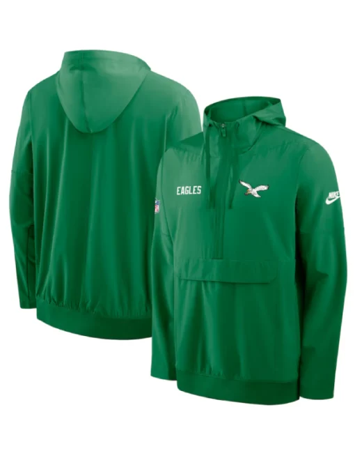 Philadelphia Eagles Green Sideline Half-Zip Hoodie Jacket