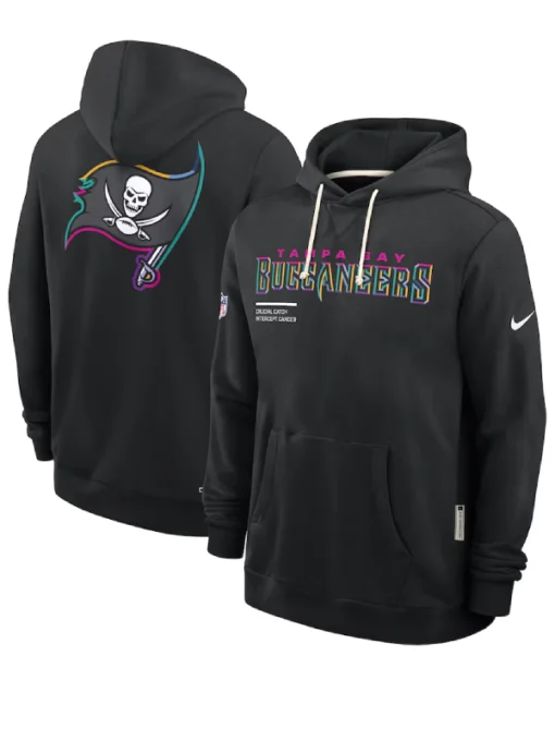 Tampa Bay Buccaneers Black 2025 Crucial Catch Sideline Standard Issue Dri-FIT Hoodie