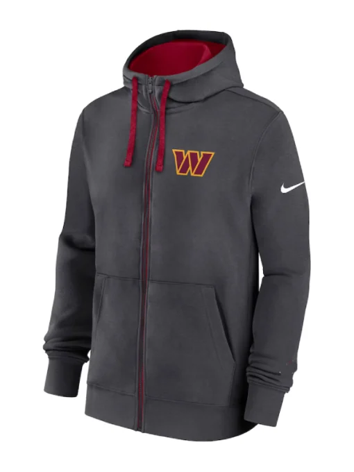 Washington Commanders Anthracite Primetime Club Full-Zip Hoodie