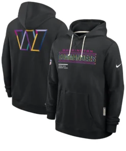 Washington Commanders Black 2025 Crucial Catch Sideline Standard Issue Dri-FIT Hoodie
