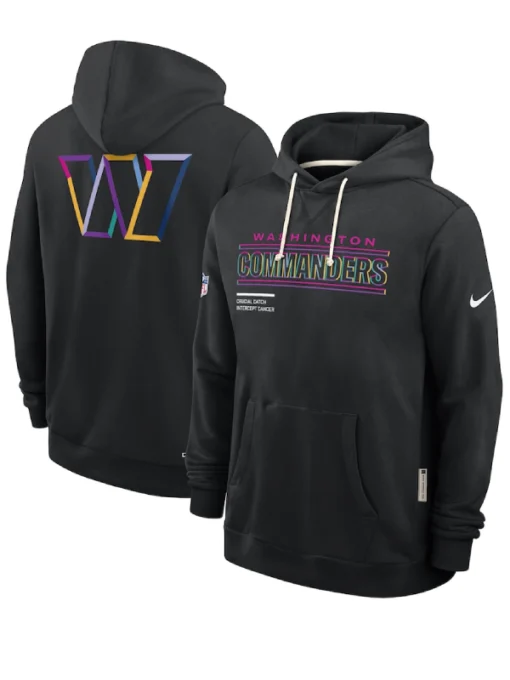 Washington Commanders Black 2025 Crucial Catch Sideline Standard Issue Dri-FIT Hoodie