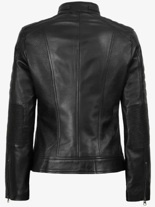 Women Cafe Racer Black Leather Biker Style Jacket