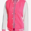 Women Pink And White Bomber Jacket