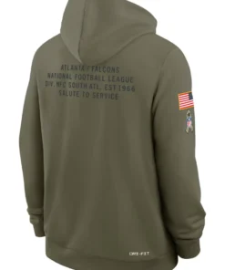 Atlanta Falcons Olive 2025 Salute To Service Sideline Standard Issue Dri-FIT Hoodie