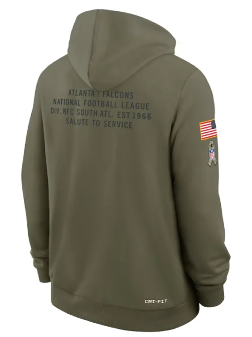 Atlanta Falcons Olive 2025 Salute To Service Sideline Standard Issue Dri-FIT Hoodie