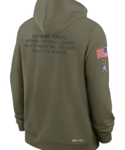 Baltimore Ravens Olive 2025 Salute To Service Sideline Standard Issue Dri-FIT Hoodie