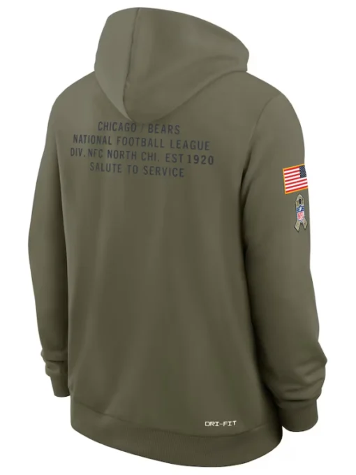 Chicago Bears Olive 2025 Salute To Service Sideline Standard Issue Dri-FIT Hoodie