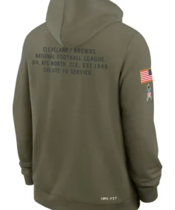 Cleveland Browns Olive 2025 Salute To Service Sideline Standard Issue Dri-FIT Hoodie