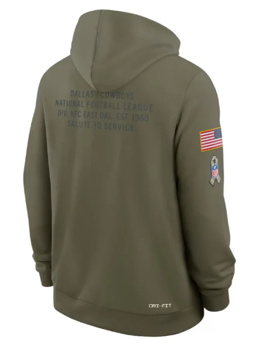 Dallas Cowboys 2025 Olive Salute To Service Sideline Standard Issue Dri-FIT Hoodie