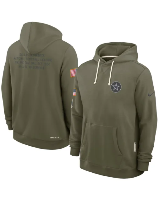 Dallas Cowboys Olive 2025 Salute to Service Sideline Standard Issue Dri-FIT Hoodie