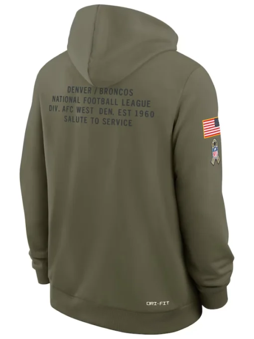 Denver Broncos Olive 2025 Salute To Service Sideline Standard Issue Dri-FIT Hoodie