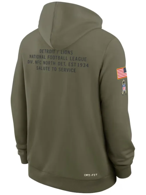 Detroit Lions Olive 2025 Salute To Service Sideline Standard Issue Dri-FIT Hoodie