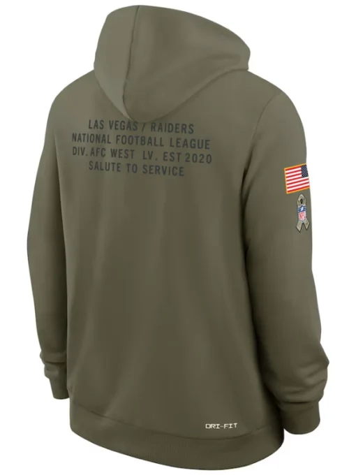 Las Vegas Raiders Olive 2025 Salute To Service Sideline Standard Issue Dri-FIT Hoodie