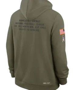 Minnesota Vikings Olive 2025 Salute To Service Sideline Standard Issue Dri-FIT Hoodie