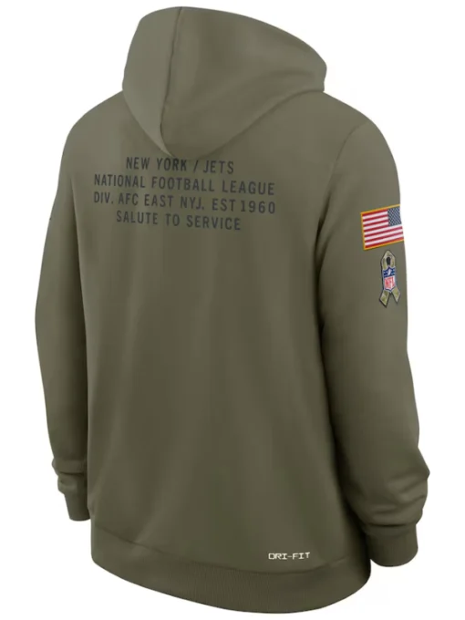 New York Jets Olive 2025 Salute To Service Sideline Standard Issue Dri-FIT Hoodie