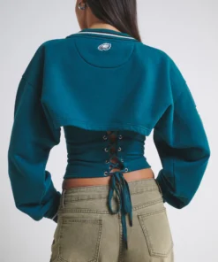 Philadelphia Eagles Off Season Midnight Green Fleece Shrug Cami
