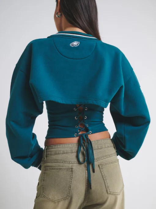 Philadelphia Eagles Off Season Midnight Green Fleece Shrug Cami