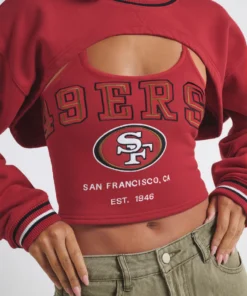 San Francisco 49ers Off Season Scarlet Fleece Shrug Cami