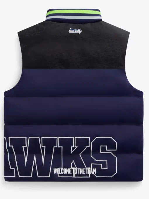 Seattle Seahawks Off Season x NFL College Navy Team Puffer Zipper Vest