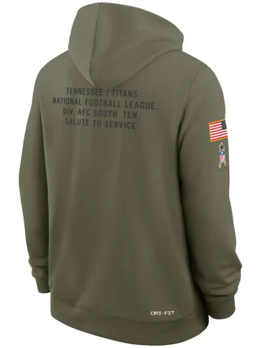 Tennessee Titans Olive 2025 Salute To Service Sideline Standard Issue Dri-FIT Hoodie