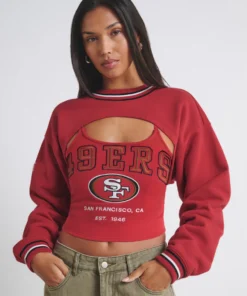 Women San Francisco 49ers Off Season Scarlet Fleece Shrug Cami