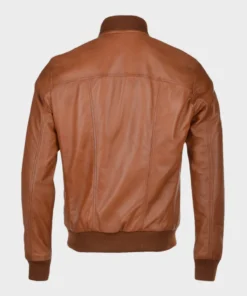 Brown Bomber Waxed Leather Jacket For Men’s