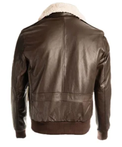 Brown Pilot Shearling Bomber Leather Jacket For Men’s