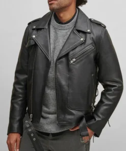 Men Black Leather Rider Jacket