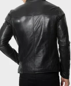 Mens Café Racer Leather Black Jacket
