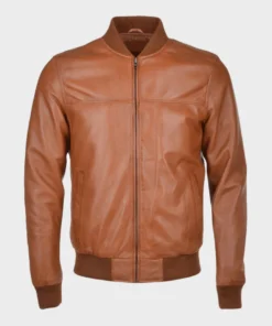 Mens Waxed Brown Bomber Jacket