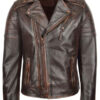 Men Biker Leather Brown Jacket