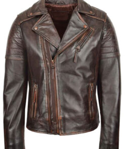 Men Biker Leather Brown Jacket