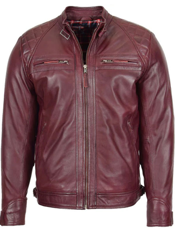 Men Biker Leather Collar Jacket